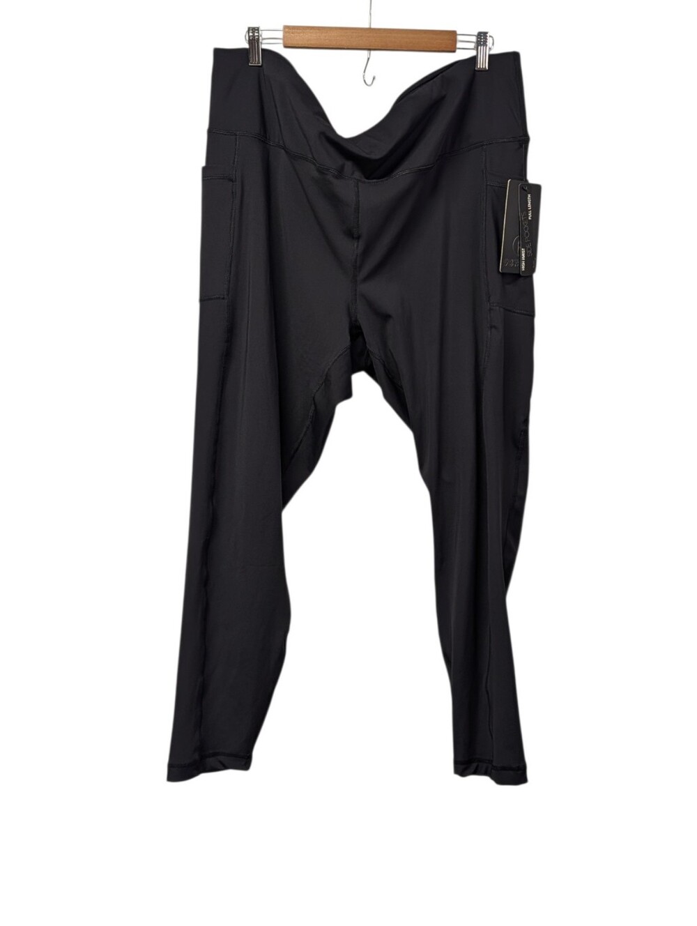 90 Degree By Reflex Women Black High Rise Side Pocket Yoga Leggings Plus 3X NWT